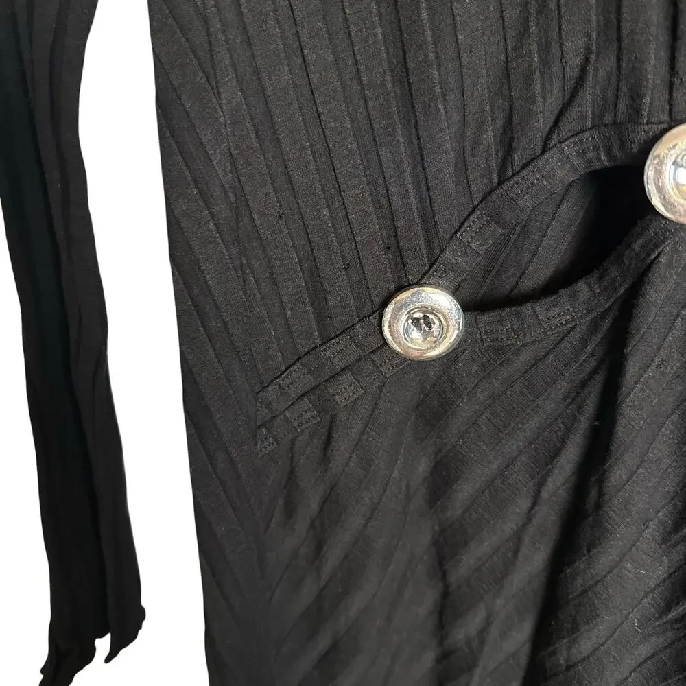 Simon Miller Simm Black Long Sleeve Asymmetric Cut Out Sweater Maxi Dress XL - Picture 10 of 13